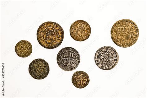 ancient medieval coins isolated Stock Photo | Adobe Stock