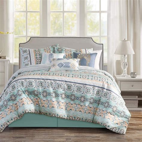 WPM 7 Piece Southwestern Comforter Set Multicolor King Size Bed in bag