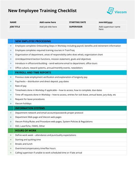 New Hire Onboarding HR Checklist - Venngage