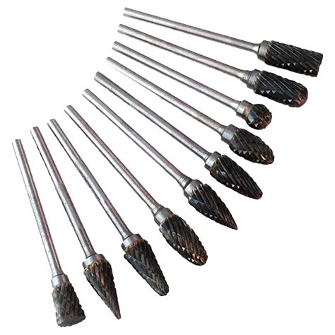 Tungsten Carbide Cutting Burrs 6mm x 2.35mm Shank. Set of 10.