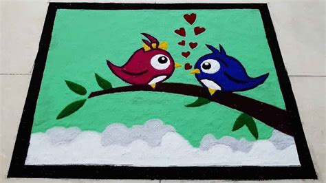 Beautiful Love Birds Cartoon Poster Rangoli Design by Rani Parmar (रानी ...