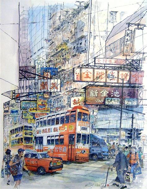 hong kong painting Nightlife Travel in 2020 | Hong kong art, Architecture sketch, Urban sketching