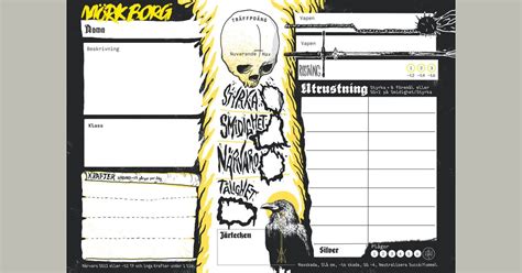 Mörk Borg Character Sheet | RPG Item | RPGGeek