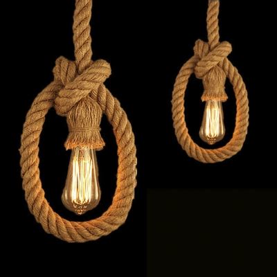 Rope Knot Pendant Light in Bulb Style Rustic Natural Rope – KM Lighting