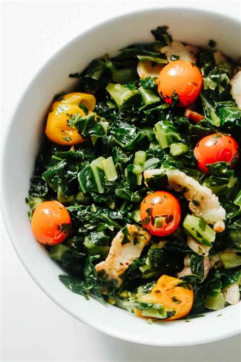 Keto Collard Greens with Burst Cherry Tomatoes [Recipe] - KETOGASM