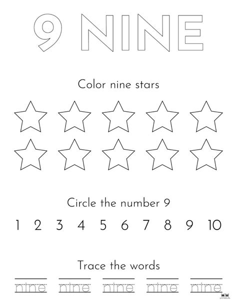 Number 9 Tracing Worksheets - 15 FREE Pages | Printabulls