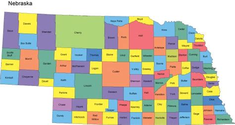 Nebraska Map with Counties