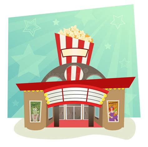 Movie Theater. Stylized movie theater with stars in the background ...