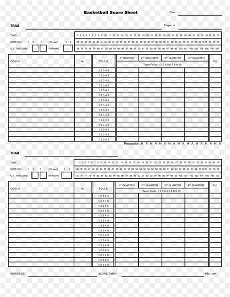 Generic Basketball Score Sheet Main Image - Free Basketball Score ...