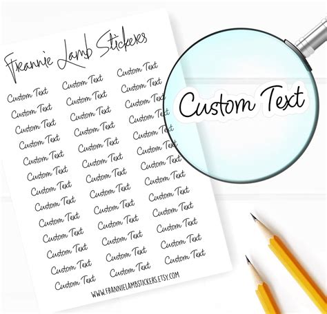 CUSTOM text/word Stickers COLOR OPTIONS Choice of Clear | Etsy