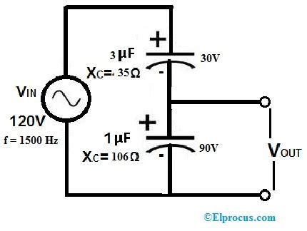 Capacitive Voltage Divider : Circuit, Working, Examples & Its Applications