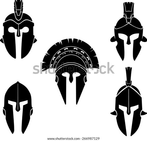 Spartan Helmet Silhouette Set Stock Vector (Royalty Free) 266987129