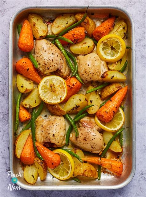 Lemon and Garlic Chicken Tray Bake - Pinch Of Nom