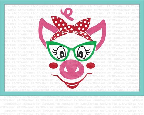 pig with glasses, svg file, pig with bandana, svg, pig face svg By kArtCreation | TheHungryJPEG