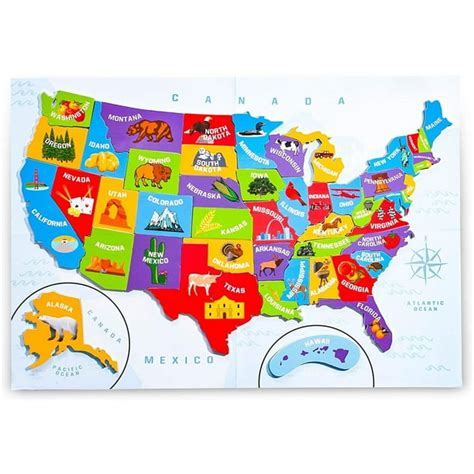 44PCS Magnetic USA Puzzle Map for Kids, with Capitals and Outline of ...