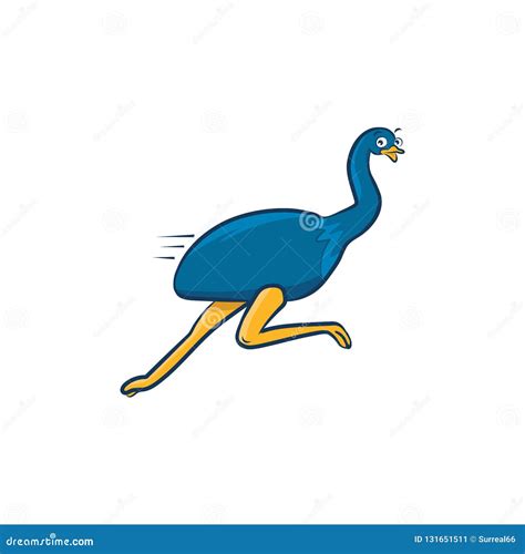 Blue Running Emu Cartoon Vector. Stock Vector - Illustration of safari ...