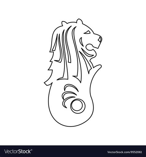 Merlion statue singapore icon outline style Vector Image