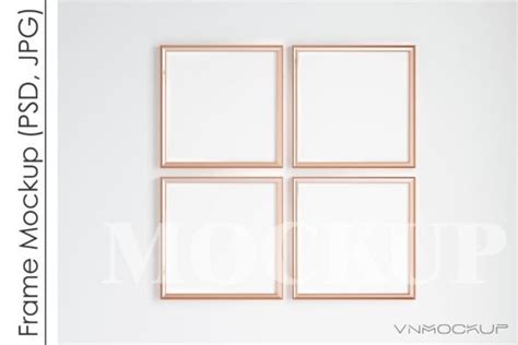 Gold Square Frame Mockup, Poster Mockup Graphic by VNmockup · Creative Fabrica