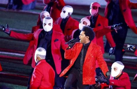 The Weeknd performs 'Blinding Lights' at the Superbowl halftime show