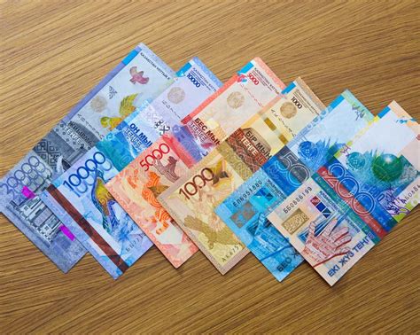 Kazakhstani Tenge Banknotes Over White Stock Photo - Image of finance ...