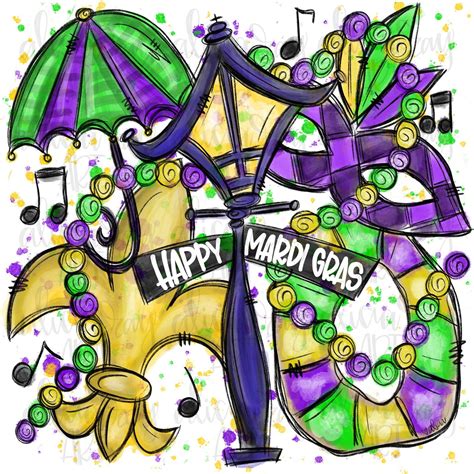 Mardi Gras Sublimation PNG Design Hand Drawn Digital Download Printable ...