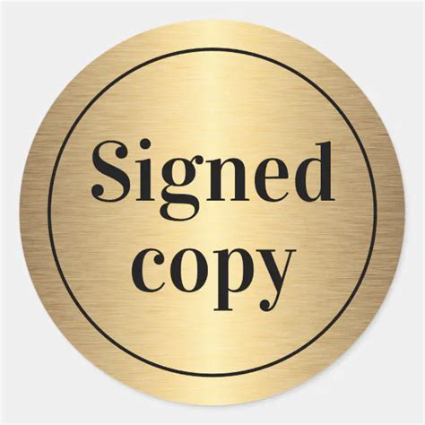 Signed copy golden gradient author book signing classic round sticker ...