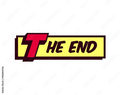 The End words comic book style frame text typography retro comics ending vector illustration ...