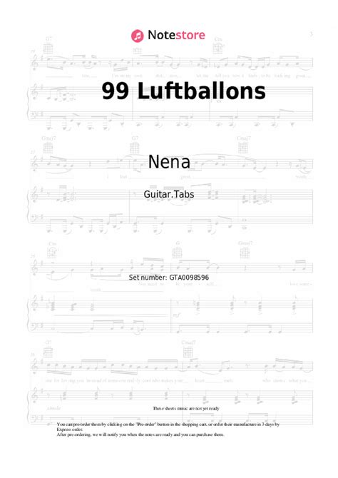 99 Luftballons tabs guitar Nena in Note-Store.com | Guitar.Tabs SKU ...