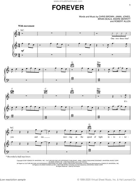 Chris Brown: Forever sheet music for voice, piano or guitar (PDF)