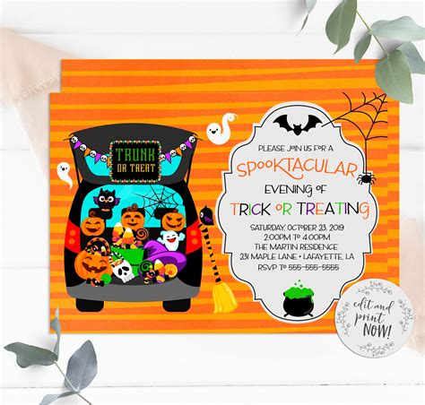 Trunk or Treat Halloween Party Invitations Instant Download | Etsy