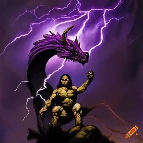 Purple lightning dragon artwork on Craiyon