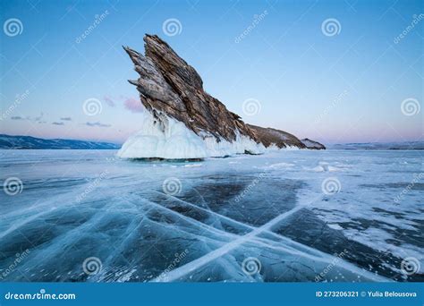 Lake Baikal in winter stock image. Image of twilight - 273206321