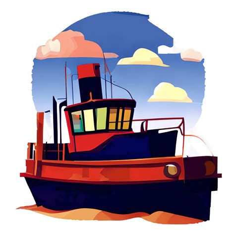 Old Tugboat in Harbour Graphic · Creative Fabrica