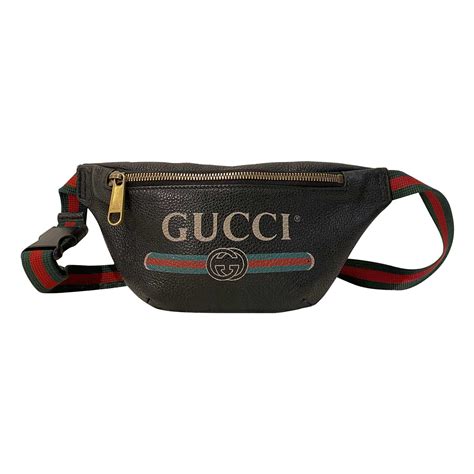 Shop authentic Gucci Logo Print Leather Small Belt Bag at revogue for ...