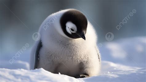 Baby Penguin On Snow Looking Up Background, Cute Penguin Pictures ...