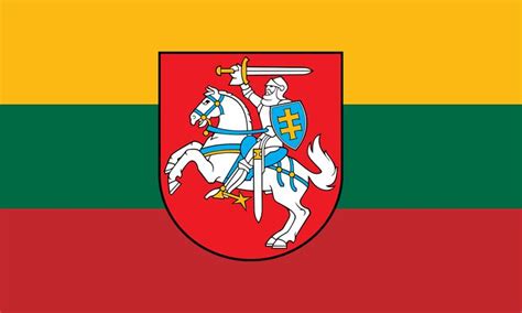 Flag of Lithuania with a Coat of Arms Vytis (Pahonia) | Coat of arms ...