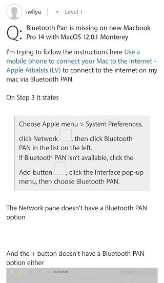 Some macOS 12 Monterey users reporting missing Bluetooth PAN option