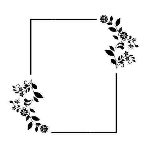 Simple Rustic Flower Border Decoration Black And White Model, Black And ...