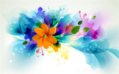 flowers, Artwork, Leaves, Paint Splatter Wallpapers HD / Desktop and Mobile Backgrounds