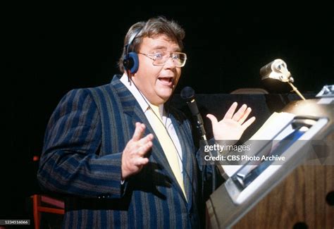 Pictured is announcer, Rod Roddy of the game show, PRESS YOUR LUCK.... News Photo - Getty Images