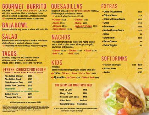 Cabo Fresh Mexican Grill Menu, Menu for Cabo Fresh Mexican Grill, Stony ...