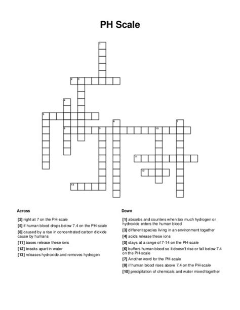 PH Scale Crossword Puzzle