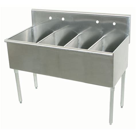 Advance Tabco 6-4-60 60" 4-Compartment Sink w/ 15"L x 21"W Bowl, 14" Deep