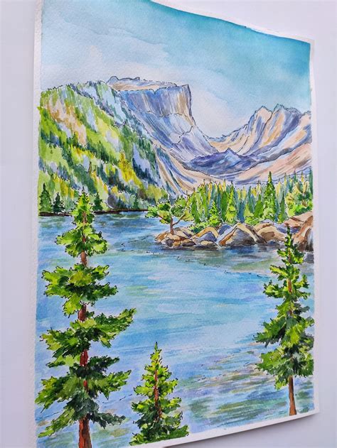 Rocky Mountains painting Colorado painting Dream Lake | Etsy