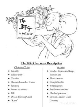 The BFG Character Traits Chart by Third Grade Waz Squad | TPT