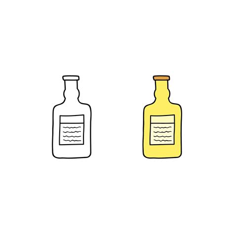 Doodle colored and outline tequila bottle. 13857646 Vector Art at Vecteezy