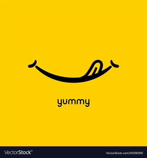 Yummy face smile delicious icon logo yummy tongue Vector Image , # ...