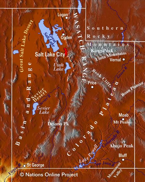 Map of the State of Utah, USA - Nations Online Project