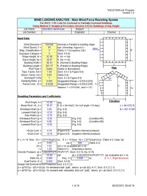 Wind Load Base ASCE 7-05 for Operation Warehouse | Windward And Leeward ...
