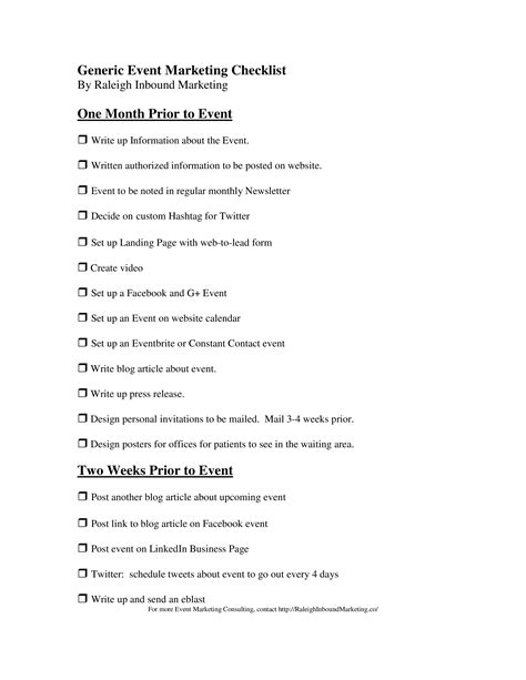 Event Marketing Checklist - How to create an event Marketing Checklist? Download this Event ...